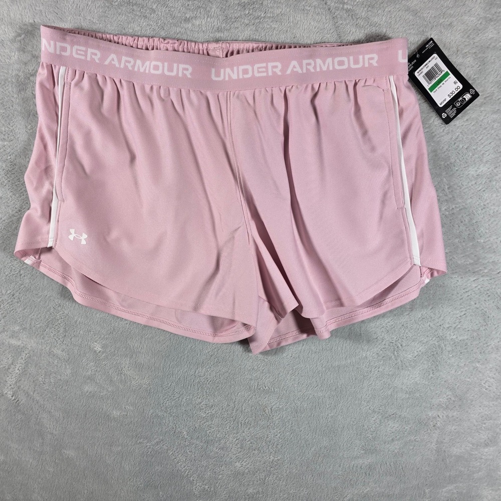 Under Armourโ Women's Tech Play Up Shorts Pink Heather Athletic Large NWT